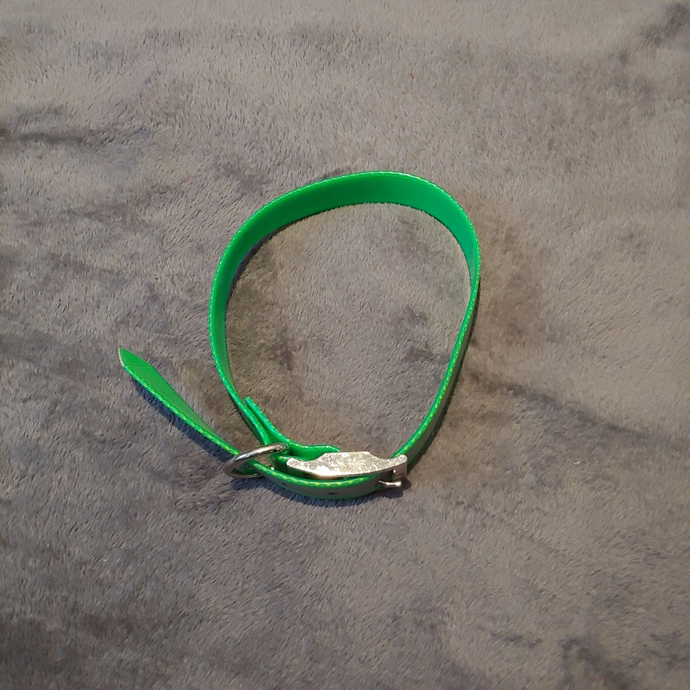 Reflective Dog Collar * 25" Long * Green & Gray * Pet Collar * Neon Collar